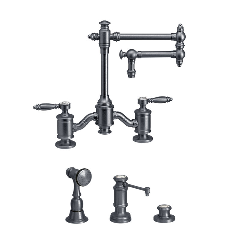 Towson Bridge Faucet - 12" Articulated Spout, Matte Black