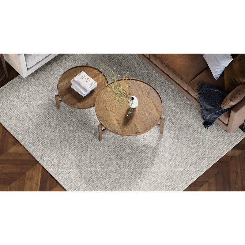 Crossover Hand Tufted Area Rug in Beige, Rectangle 5' x 8'