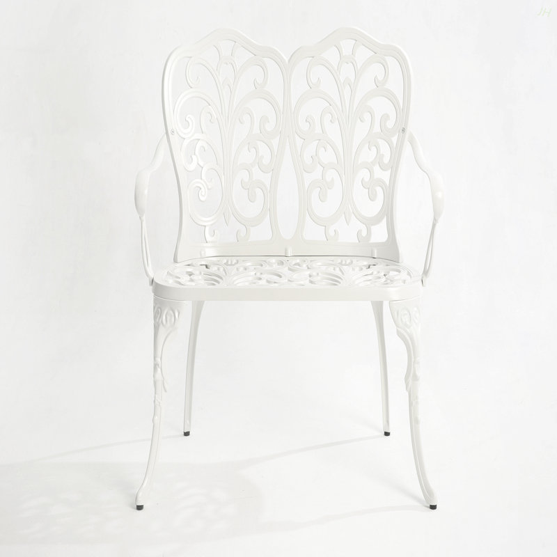 Patio Garden Bench Metal Park Bench Cast Aluminum Outdoor Furniture With Floral Rose For Patio,Park,Lawn,Yard White, White
