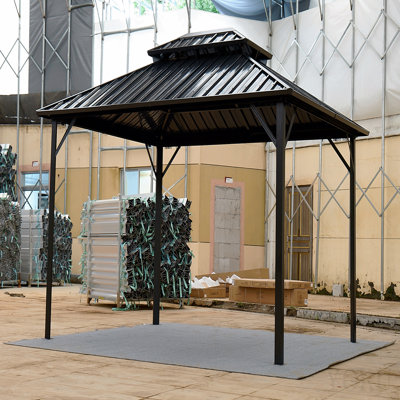 Pavillon de jardin 10 * 10ft Patic, pavillon en aluminium avec auvent en acier, pavillon permanent pour terrasse, jardin, cour arrière