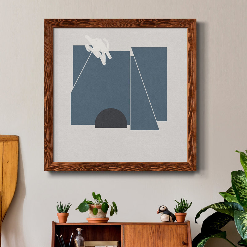 Feutre bleu II - Toile avec cadre de qualité supérieure - Prêt à être accroché, Noyer, H 17 po x l 17 po x P 1,5 po