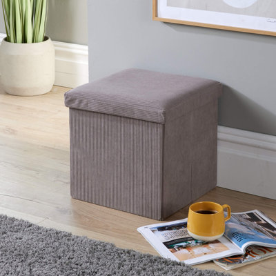 Peider 38cm Square Corduroy Fabric Storage Ottoman
