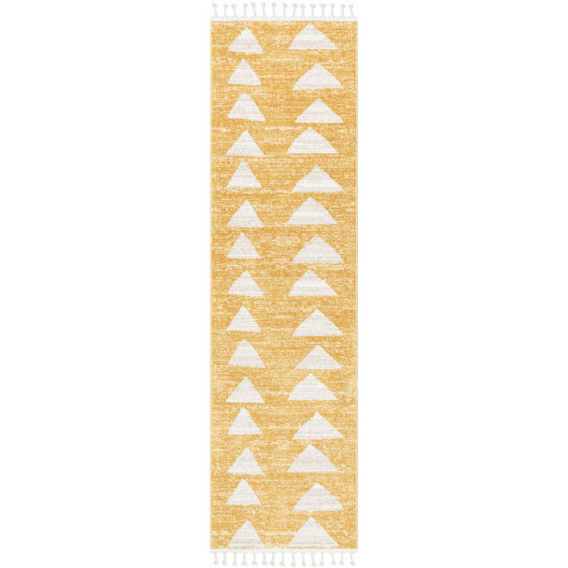 Tapis jaune à motif géométrique Markos, Tapis de couloir 2 pi 7 po x 9 pi 10 po