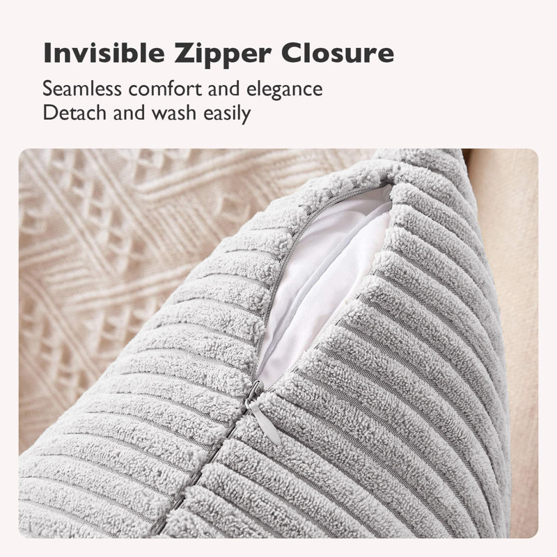 Pattern Velvet Soft Decorative Case Hidden Zipper Sofa Cushion Cover Set Of 4, Silver