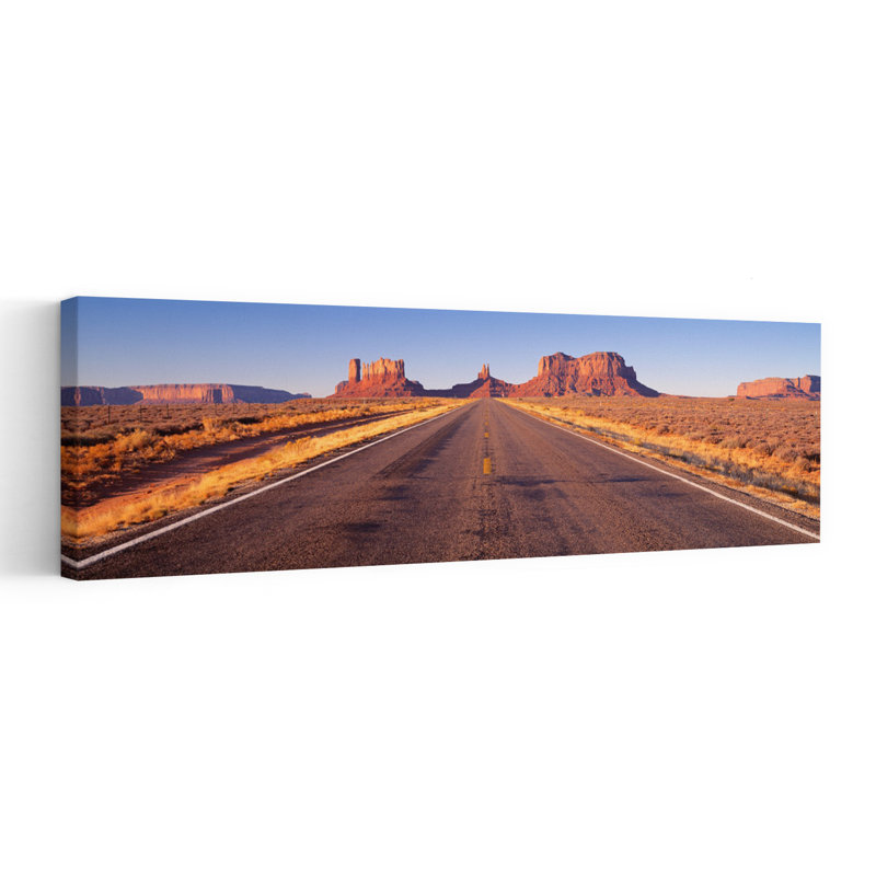 Route, Monument Valley, Arizona, États-Unis, art contemporain abstrait, architecture murale, H 12 po x l 36 po