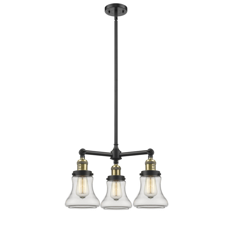 Lustre classique à 3 lumières Edda, Cuivre antique, Transparent, Ampoule non incluse
