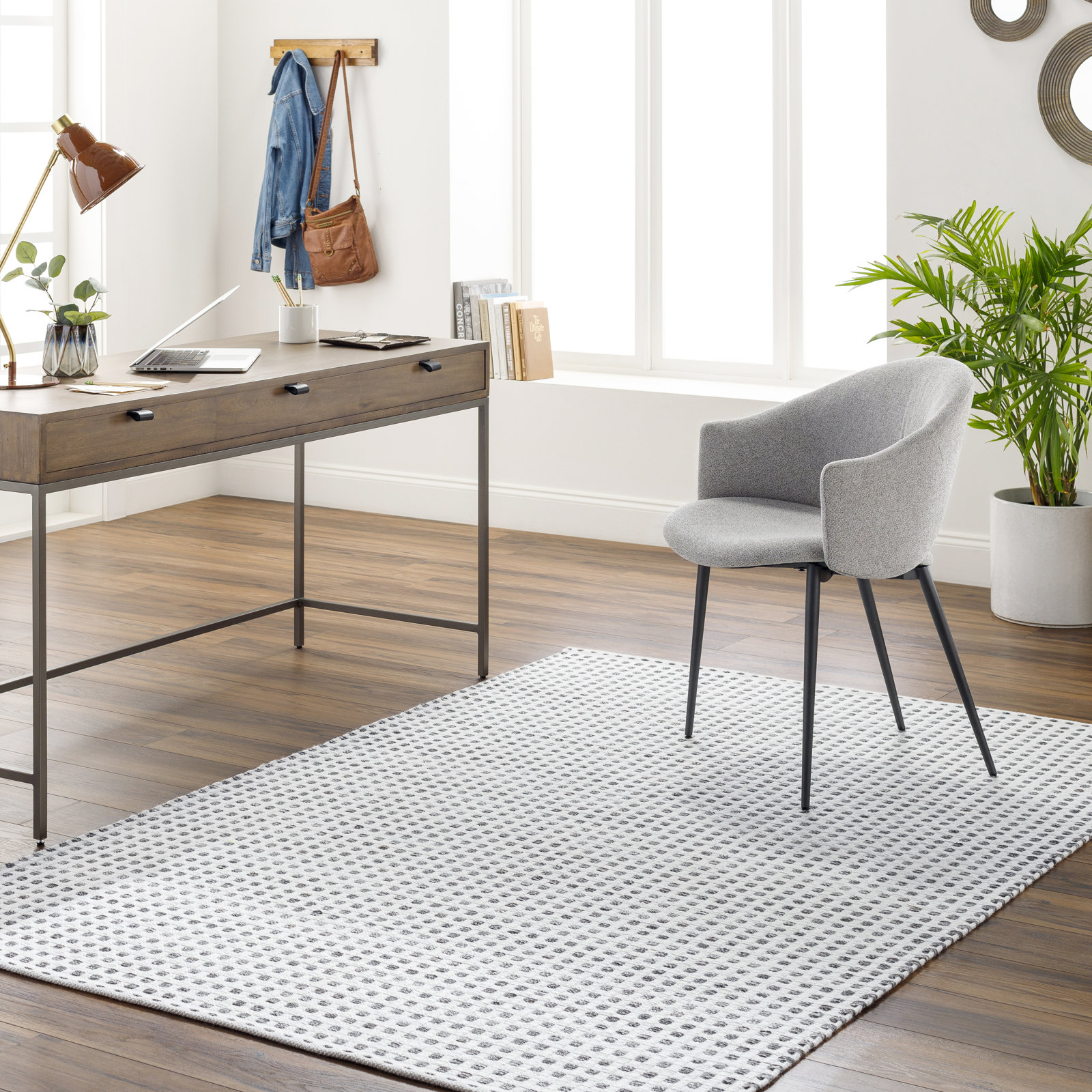 Gilson Hand-Woven Beige Geometric Rug, Rectangle 10' x 14', Beige
