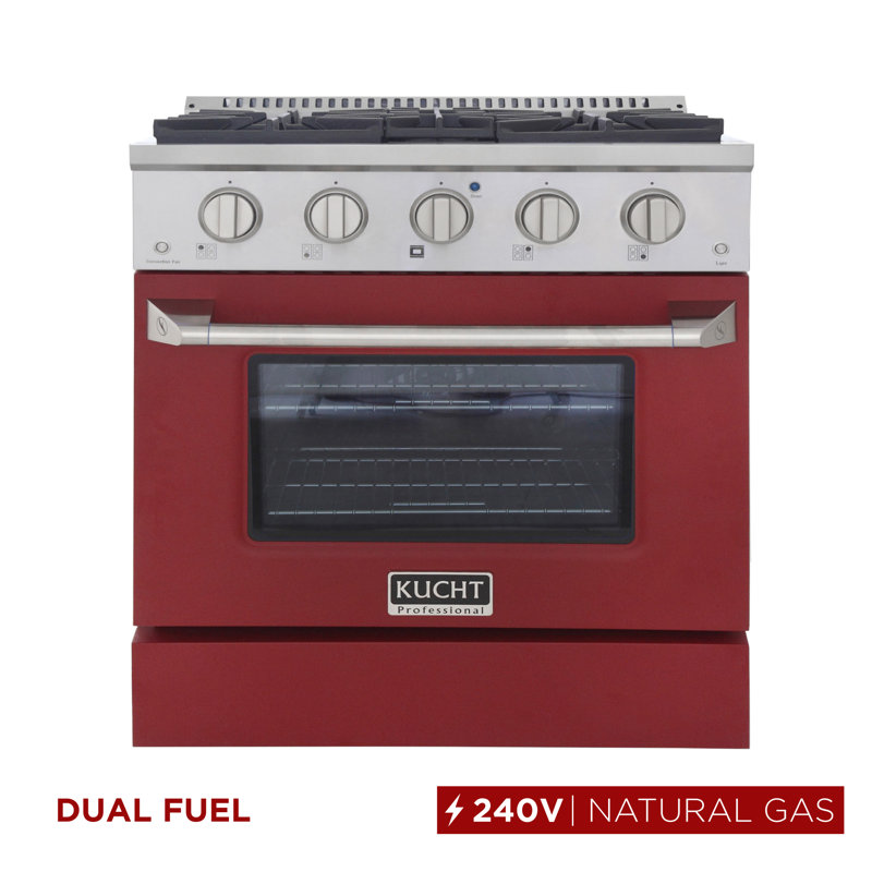 Kucht 30'' W Free Standing Range, Red, Natural Gas