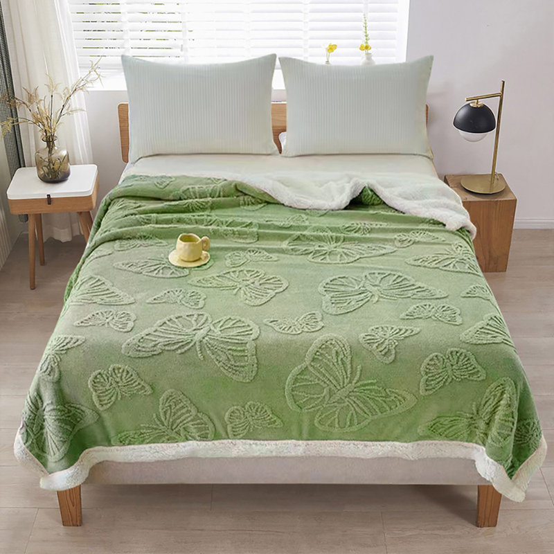 Couverture réversible en molleton jacquard, L 80 po x l 60 po, Vert