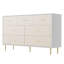  Commode 7 tiroirs, commode moderne en bois blanc avec poignées dorées et pieds en métal, grande commode de rangement pour la chambre à coucher, le salon, le couloir