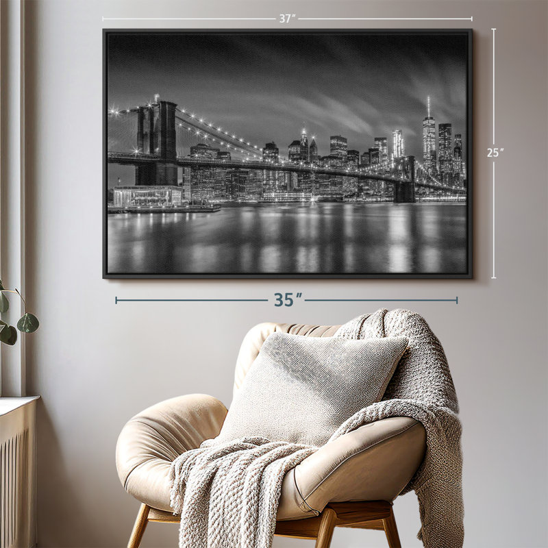 Impression sur toile Brooklyn Bridge Nightly Impressions, H 25 po x l 37 po