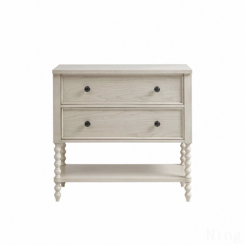 Commode décorative 2 tiroirs, Crème