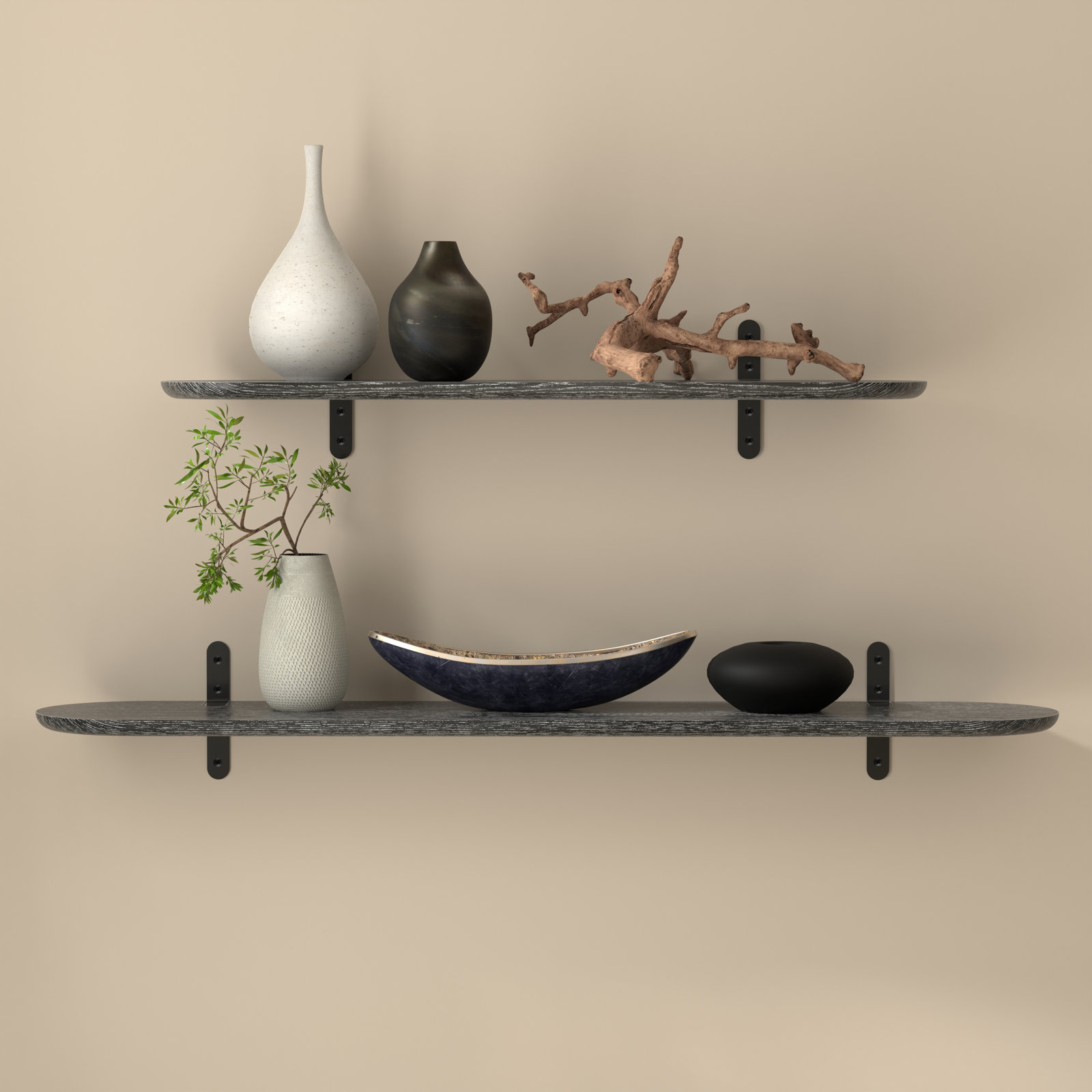 Wickman Oval Bracket Shelf, Black, Black