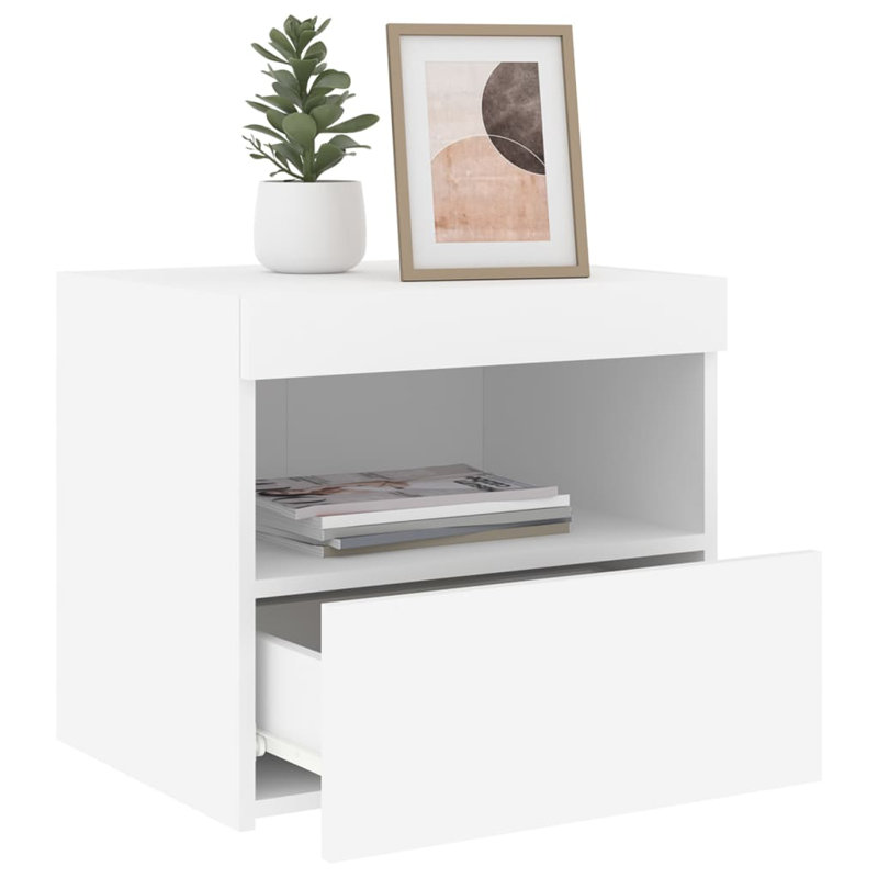 Nirmal 50cm W Manufactured Wood Bedside Table, White, Set of 2