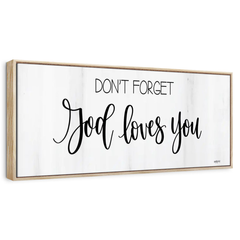 Dieu vous aime, Cadre flottant en bois naturel, 49 po x 17 po