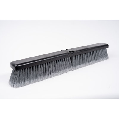 24'' Grey Flagged Push Broom On Black Plastic Block