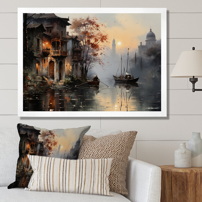 Canal Mystical Journey, atténué sur toile, Cadre photo blanc, H 24 po x l 32 po x P 1 po