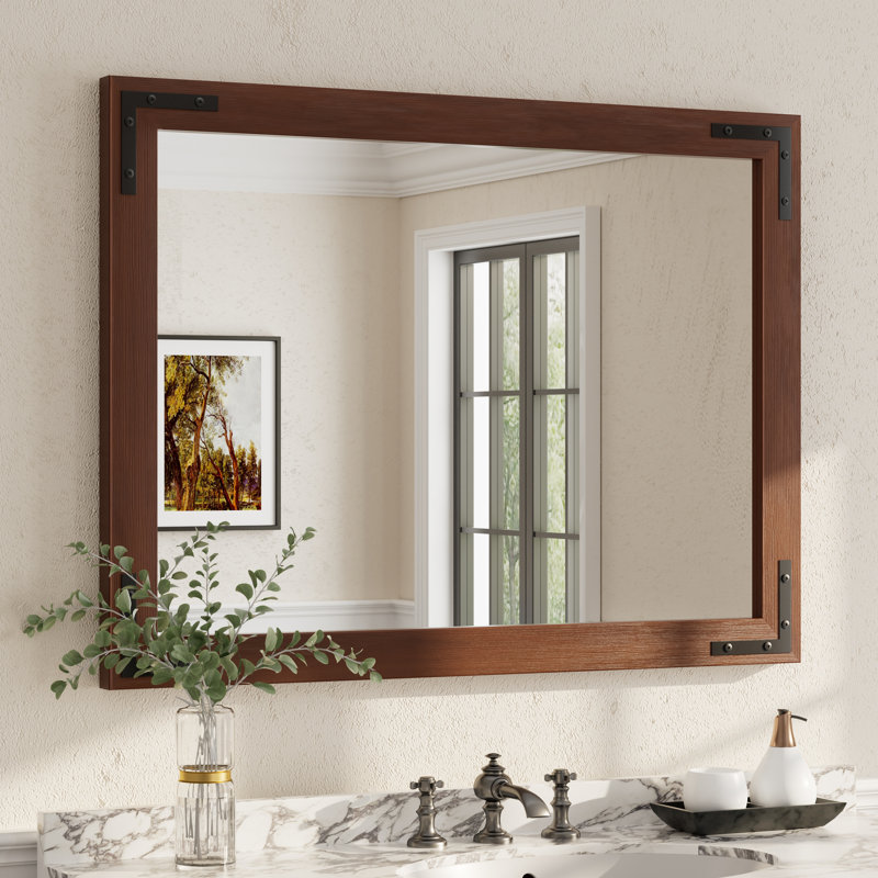 Miroir mural Amara Rustic Farmhouse, Brun, 40 po x 30 po