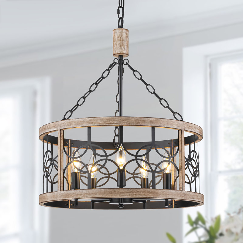 5-light Industrial Farmhouse Drum Caged Chandelier