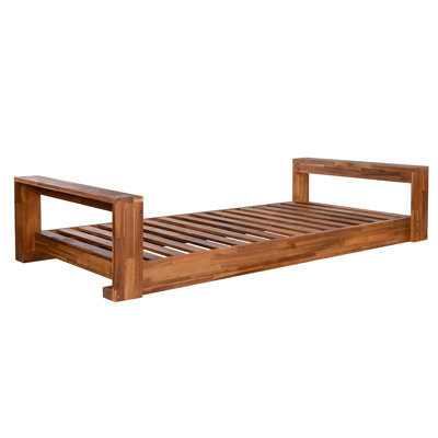 Ensemble de balançoire à baldaquin pour lit simple de taille supérieure, cadre de patio en bois d'acacia avec cordes en chanvre pour le jardin, la cour, naturel