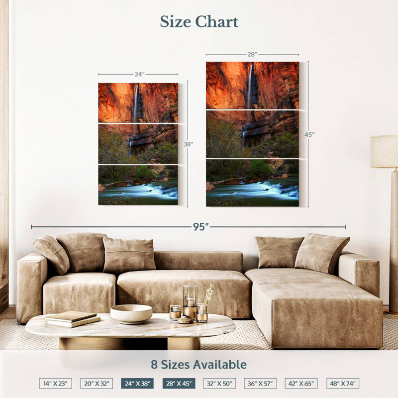 Alvord Zion Park Waterfall, 38" H x 24" W