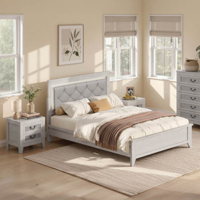 Transitional Upholstery Bed With Led Light