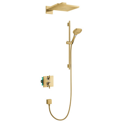Ensemble de pomme de douche / barre murale thermostatique hansgrohe Raindance E, 1,75 gallon par minute, avec finition or brossé