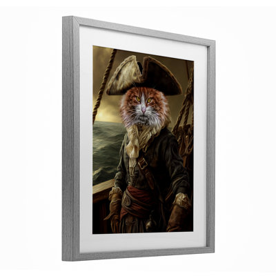 «Swashbuckling Whiskers Cat», reproduction encadrée sous verre, conception de Kelley Parker