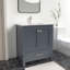 Ensemble de meuble-lavabo autoportant 30 po Anvay en vert forêt avec plateau en marbre de Carrare-1342386984-1467094318