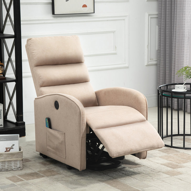 Fauteuil inclinable électrique lève-personne standard de 24,4 po de large avec masseur, Microfibre / microsuède kaki