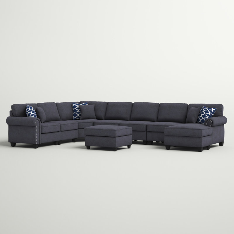 Canapé modulaire en U avec repose-pieds l 149,8 po Ketterer , Mélange de polyester gris