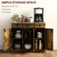 Buffet d'armoire de cuisine moderne brun rustique avec 3 tiroirs et tablettes de rangement réglables pour