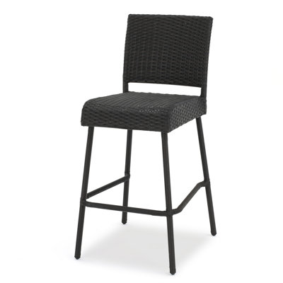 Patio Armless Barstool Set with Comfortable Woven Seats