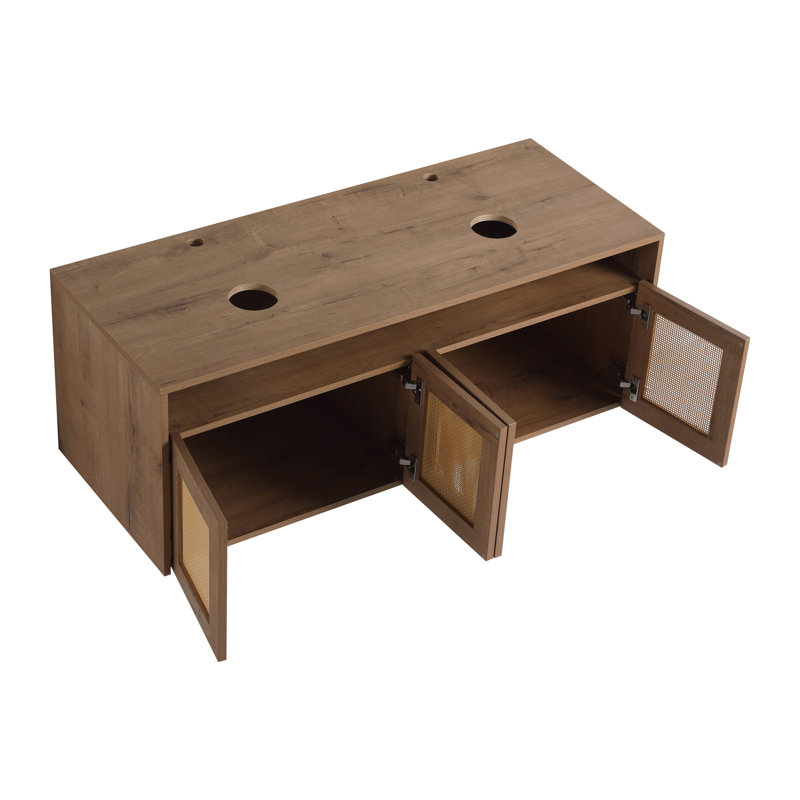 48" Bathroom  Cabinet, 4-Soft Close Door, Float Mounting Design (Vanity Only, Without Sink)