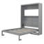 Grand lit escamotable mural avec tablettes, gris