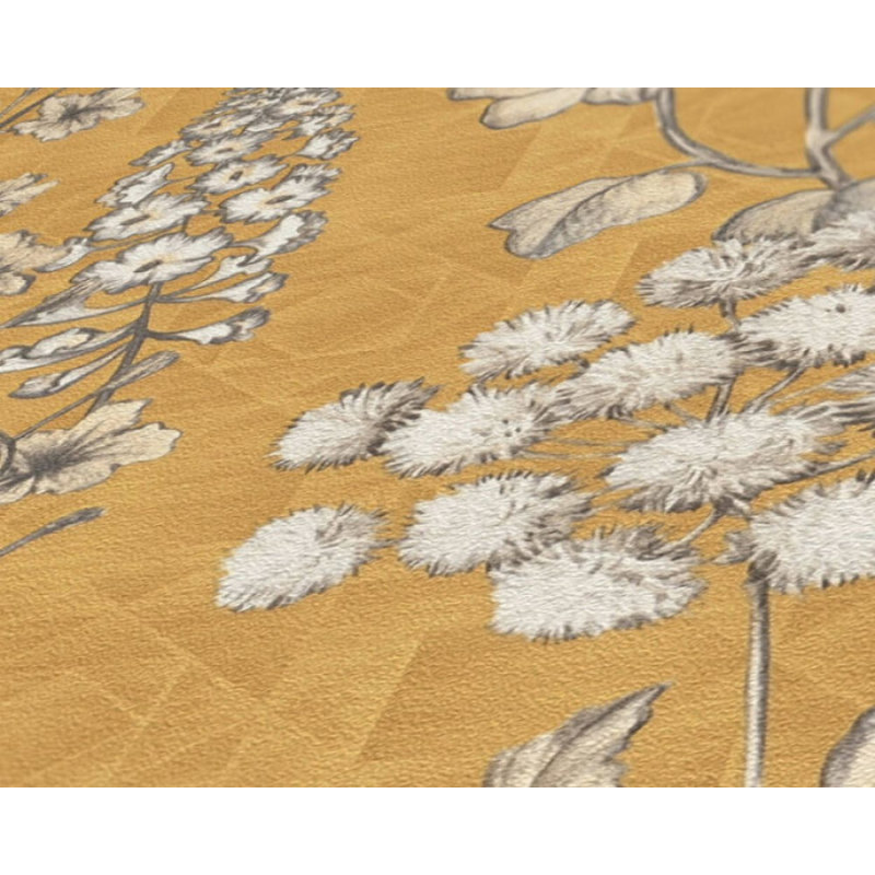 Rouleau de papier peint L 33 pi x 21, Crème / Gris / Jaune
