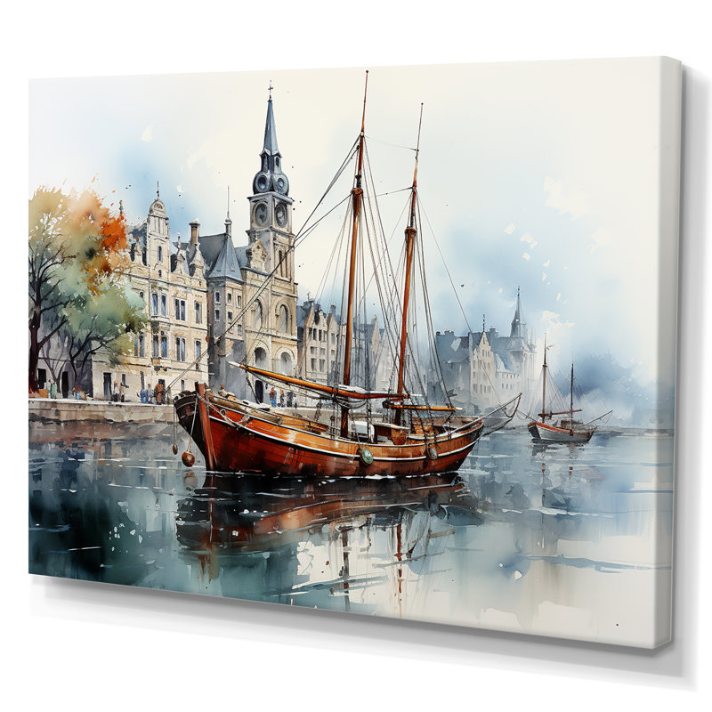 French French Brest Port sur impression sur toile, Toile tendue, H 24 po x l 32 po x P 1 po