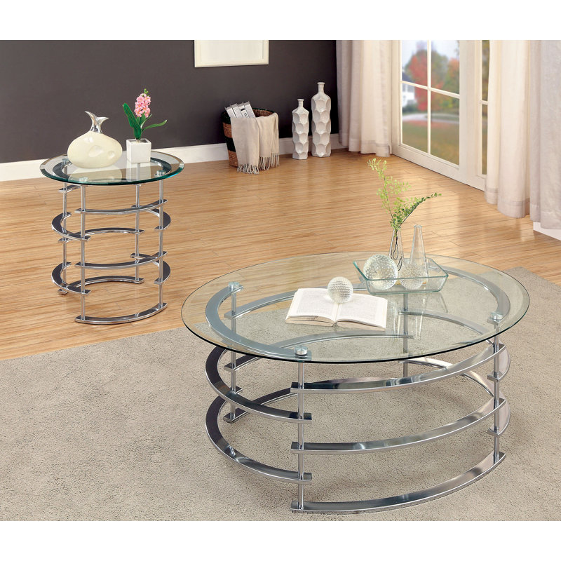 Scylla Glass Top Coffee Table, Chrome