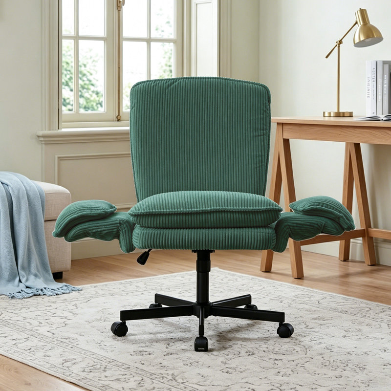 Chaise croisée avec accoudoirs et roulettes Fivewillowise Criss, Vert