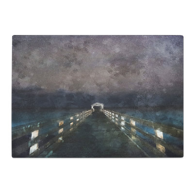 Tempered Glass Walk the Pier to the Milky Way Painting Chopping Board