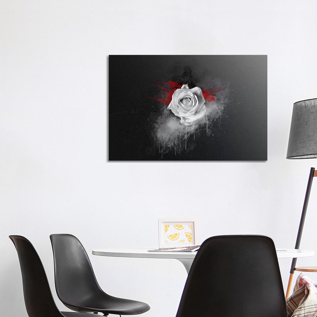 Weiße Rose - Galerie-verpackte Leinwand Giclée