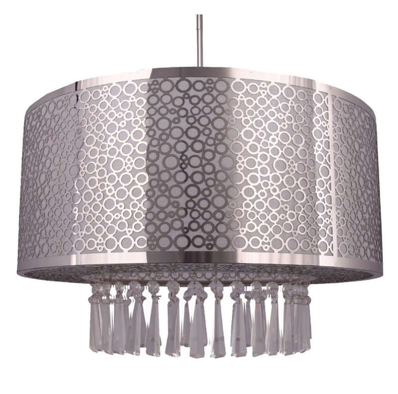 Lustre cylindrique unique et remarquable à 3 lumières william, H 39 po x l 20 po x P 12 po, Chrome