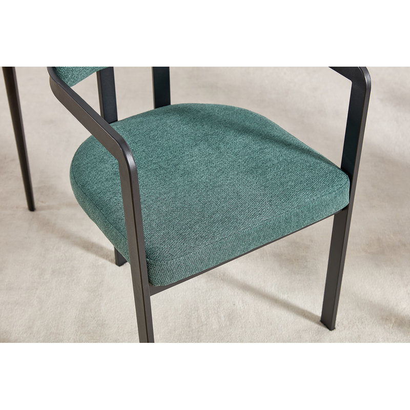 Ensemble de 2 chaises de salle à manger modernes, rembourrées Boucle, Vert antique