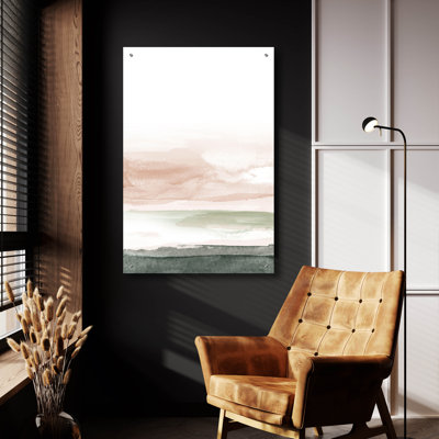  «Pink Blush Landscape No. 1» par Brandon Wong, art mural en verre acrylique, 24 po x 36 po
