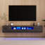 Meuble télé moderne flottant à DEL avec téléviseurs de 80 po ou moins, console multimédia ultrabrillante avec rangement pour le salon-620581755