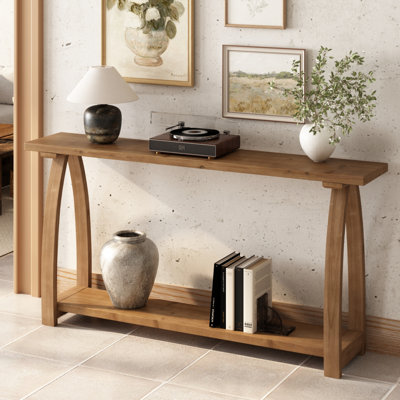 63" Solid Wood Console Table — Long Farmhouse Entryway & Sofa Table For Hallway, Foyer