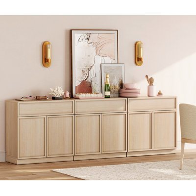 94.5" Modern Sideboard Buffet Cabinet with 6 Doors and Drawers, Multifunctional Sideboard with Large Storage and Adjustable Shelf