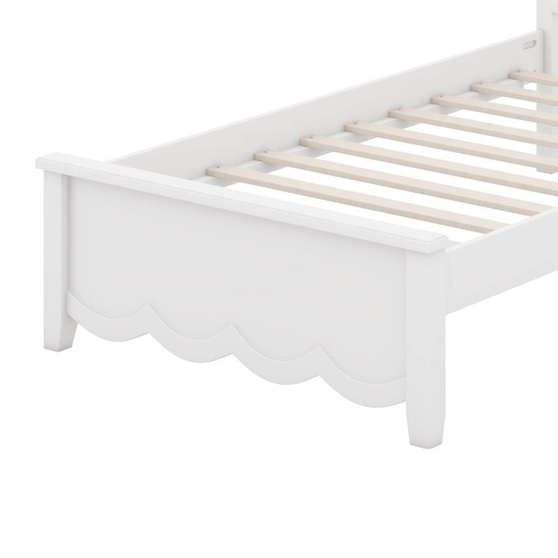 Lit plateforme en bois avec tête de lit en forme de fleur, Lit simple, Aucun rangement inclus