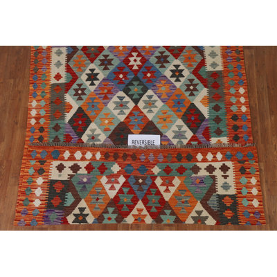Geometric Wool Kilim Oriental Area Rug 6x8