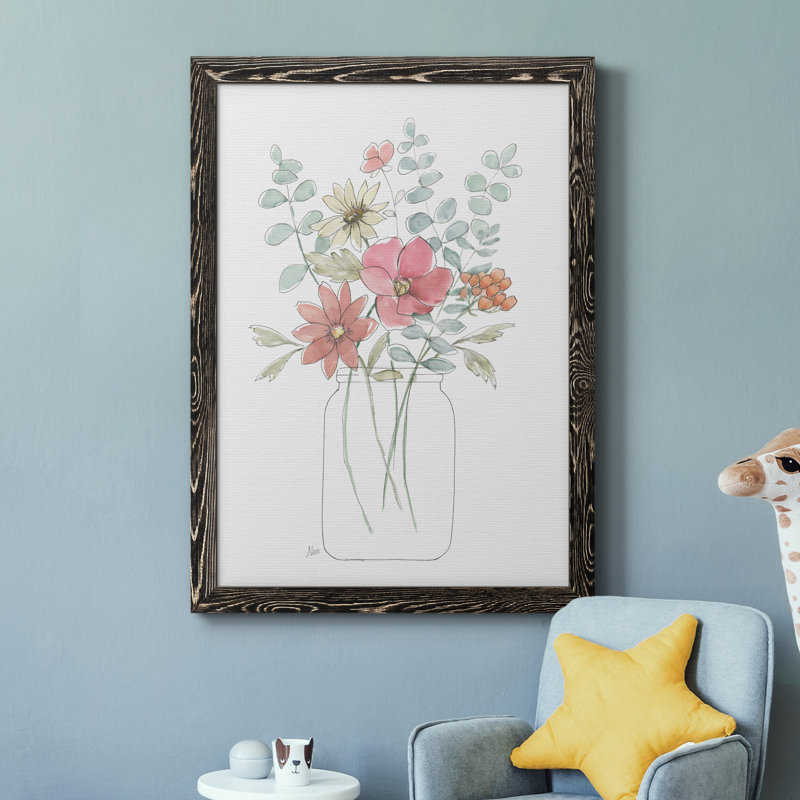 «Whimsical Wildflowers II», reproduction d'art sur toile encadrée, H 37,5 po x l 27,5 po x P 1,5 po, Cadre noir